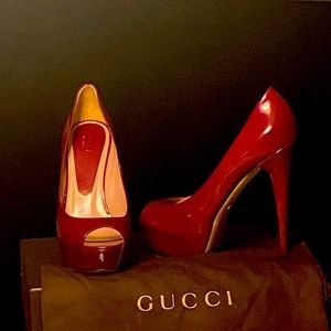 New Gucci 37 1/2 Red Heels